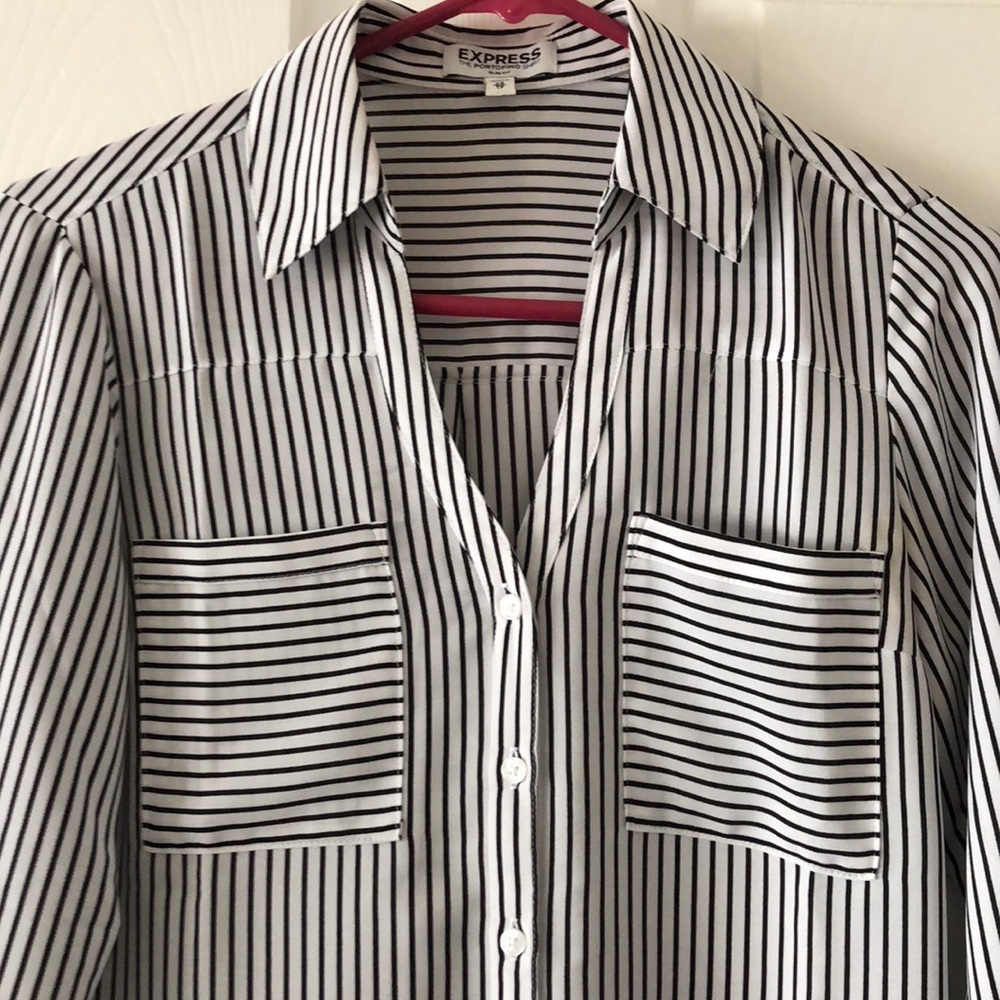 Express Stripe Button Down Top - image 2